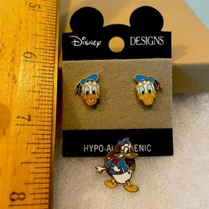 Disney Donald Duck post earrings and lapel pin